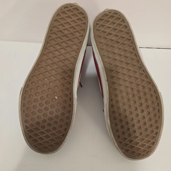 VANS Red Hightop Sneakers Red & White Laceup Shoes Casual Skater Womens Size 9 - Picture 11 of 11